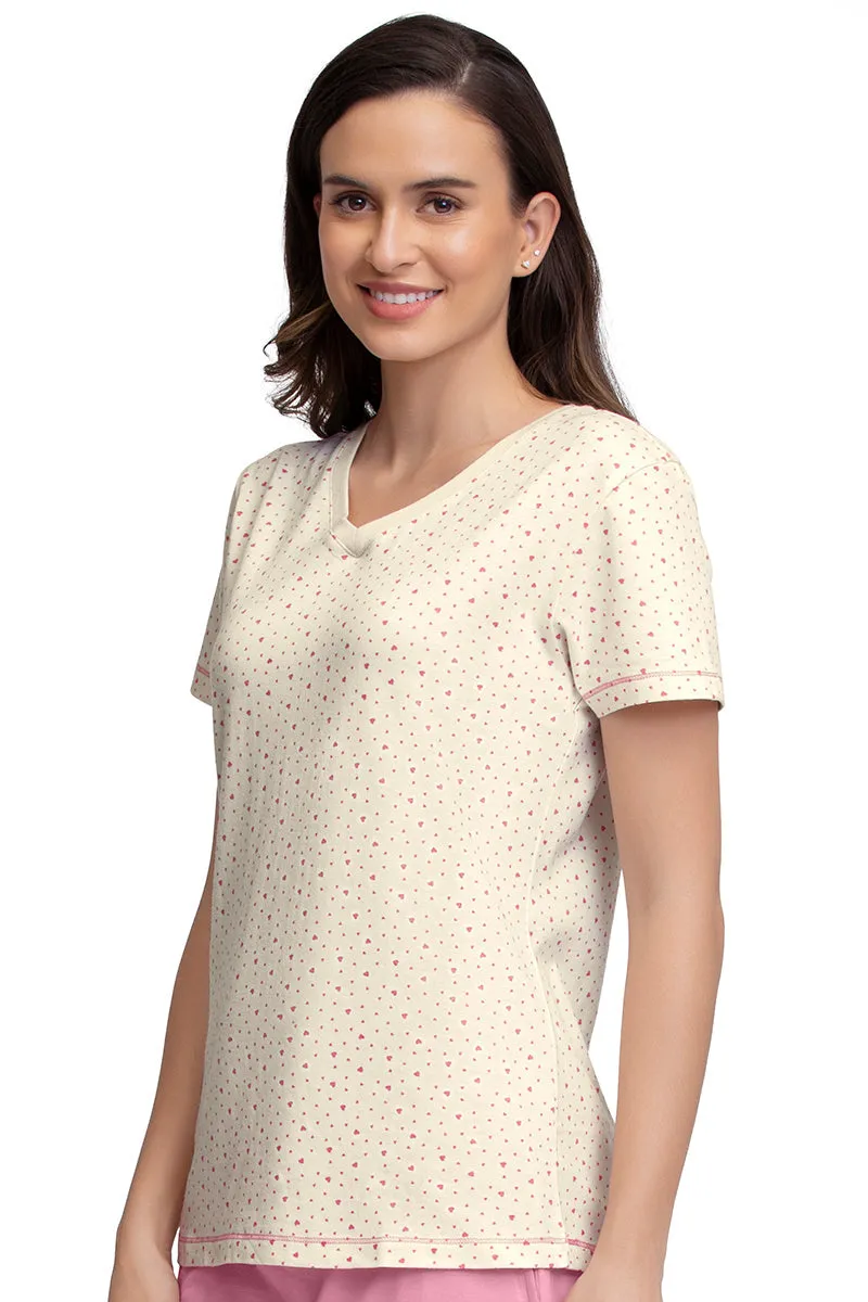 V-Neck Sleep Tee - Ditsy Heart Pr