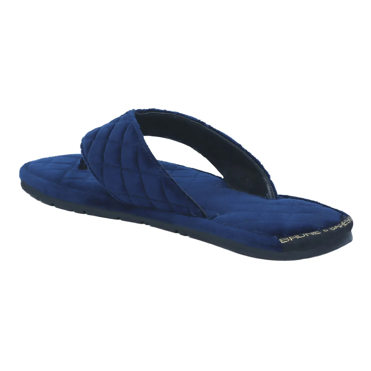 V-Strap Slide-in-Slippers in Soft Blue Italian Velvet