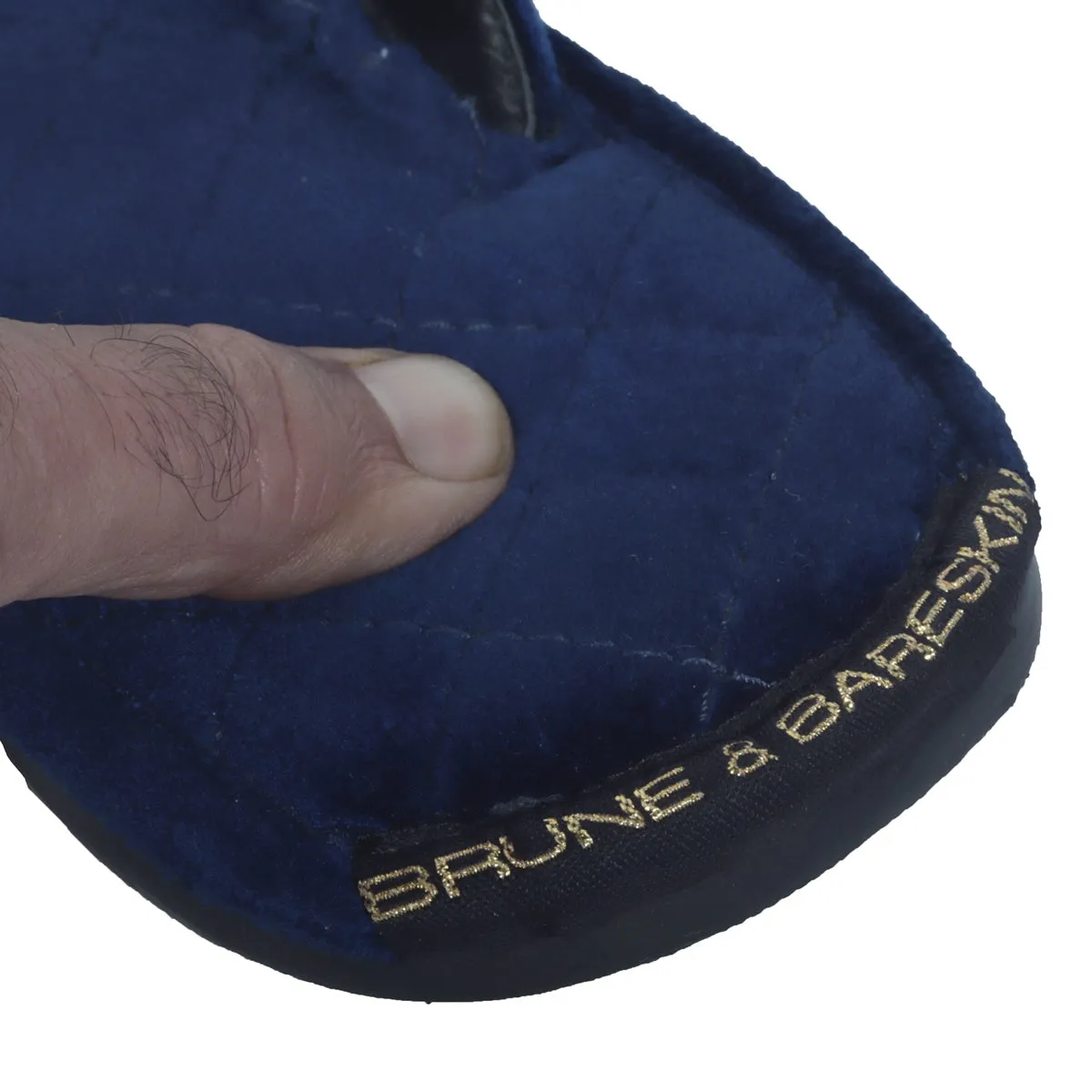 V-Strap Slide-in-Slippers in Soft Blue Italian Velvet