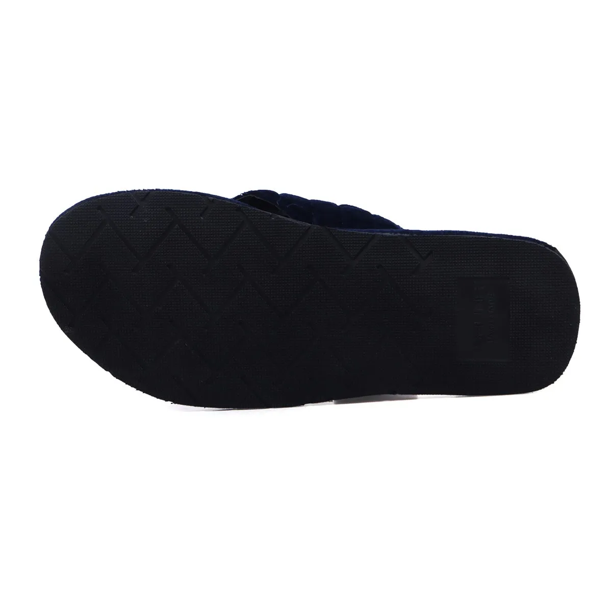 V-Strap Slide-in-Slippers in Soft Blue Italian Velvet