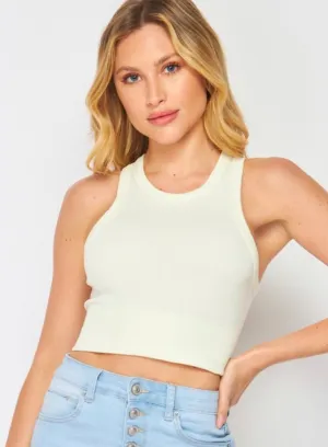 Vanilla Cream Alex Ribbed Racer Back Crop Top