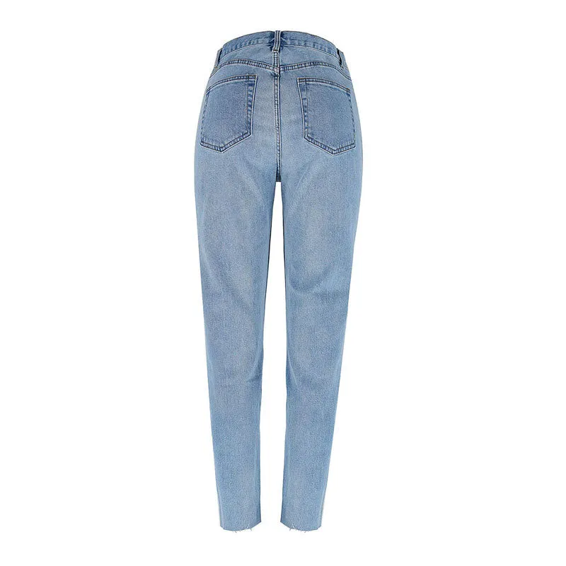 Vantage High Waist Faded Frayed Skinny Jeans - Light Blue