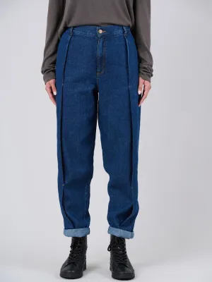 Waste Yarn Denim Side Pleat Jeans