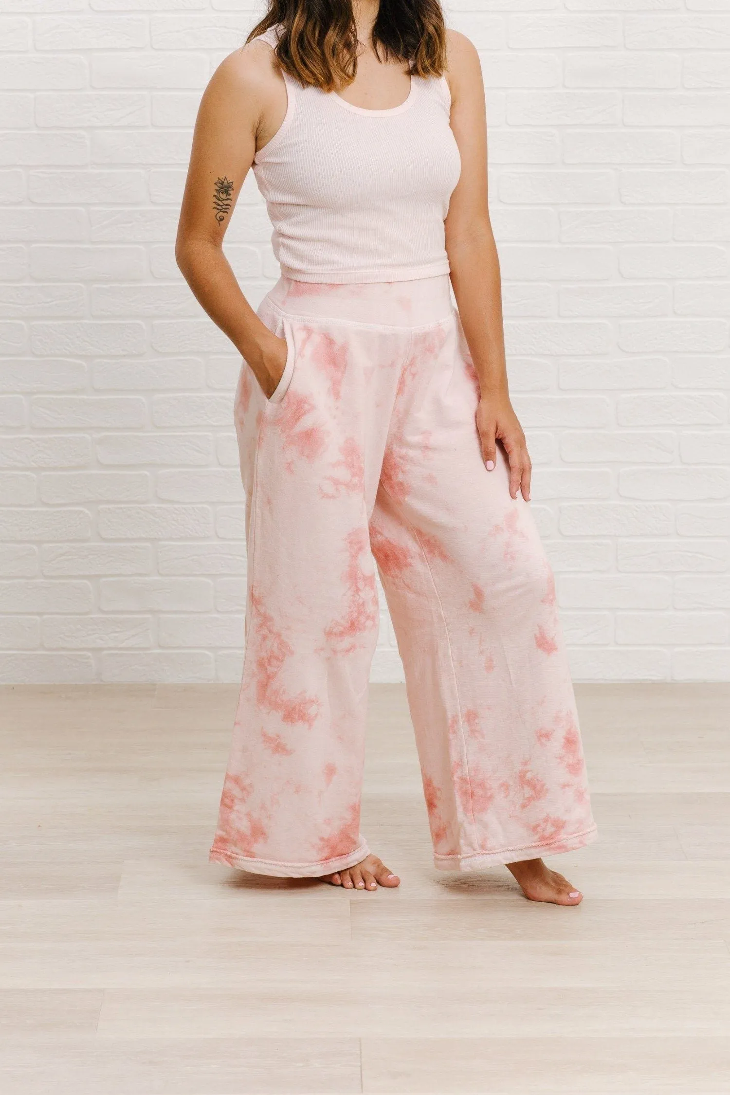 Wide Leg Organic Lounge Pant | Pink Sand