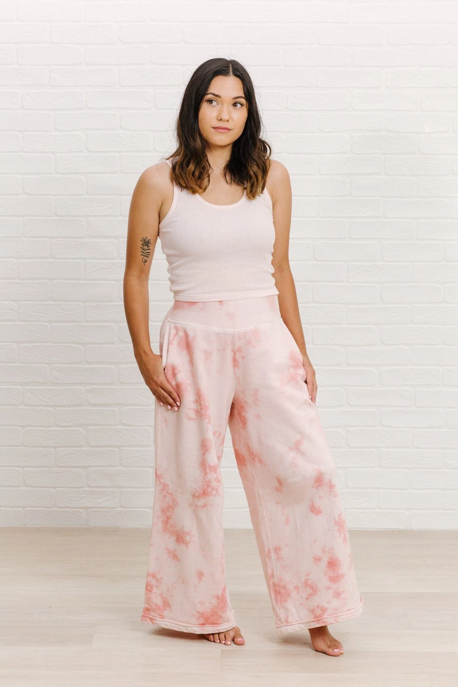 Wide Leg Organic Lounge Pant | Pink Sand