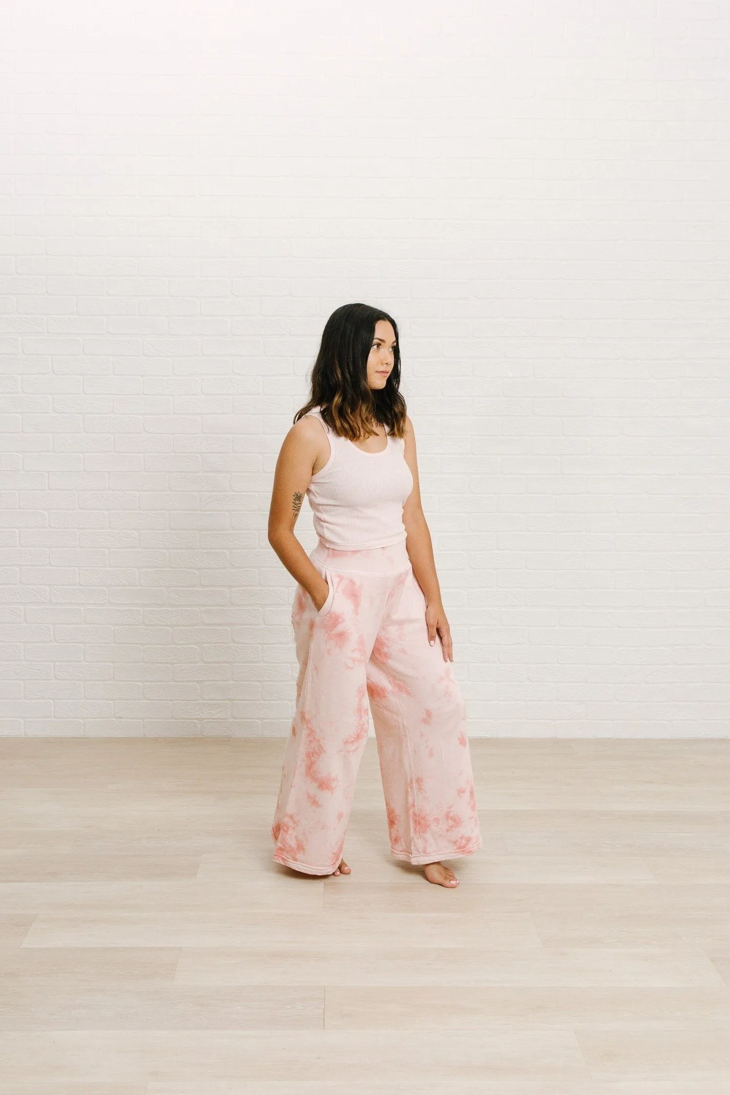 Wide Leg Organic Lounge Pant | Pink Sand