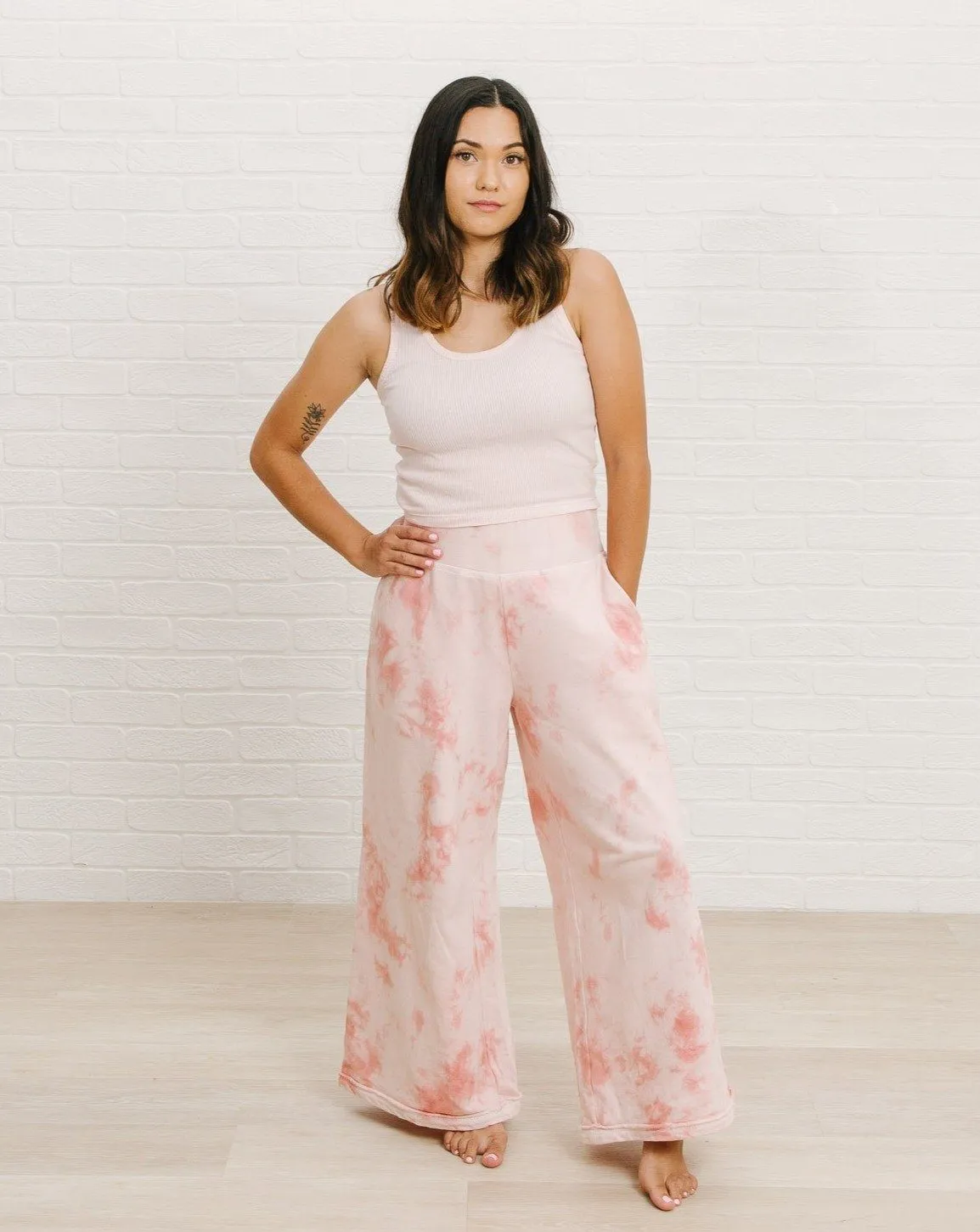 Wide Leg Organic Lounge Pant | Pink Sand