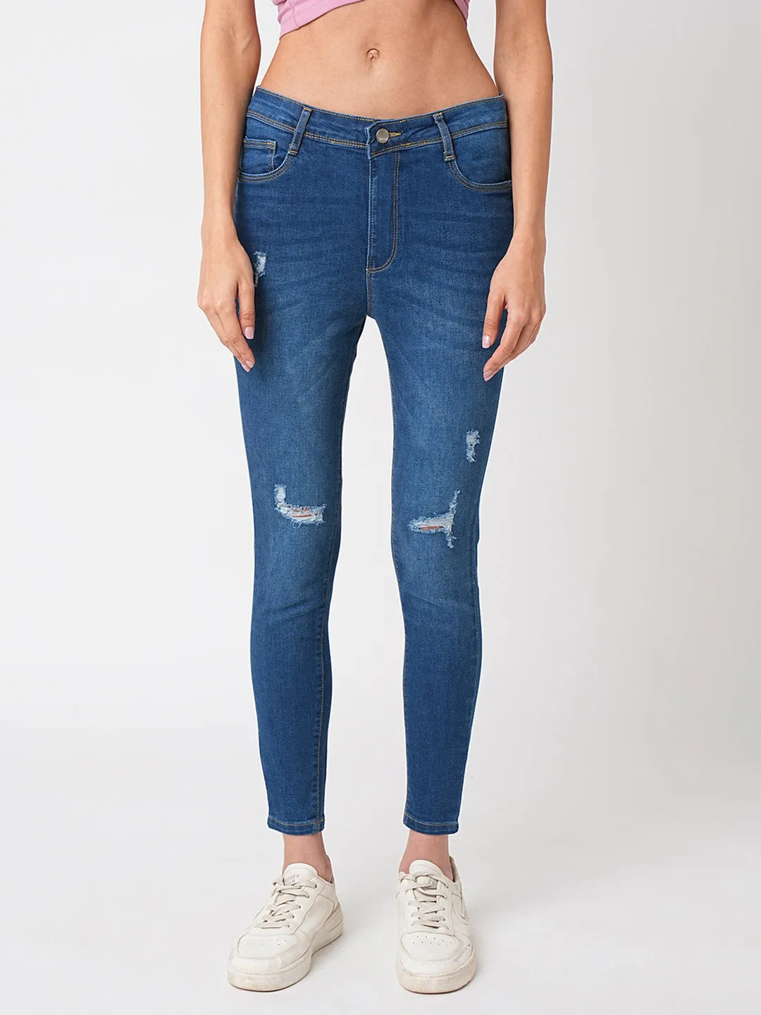 Women Blue High-Rise Skinny Jeans