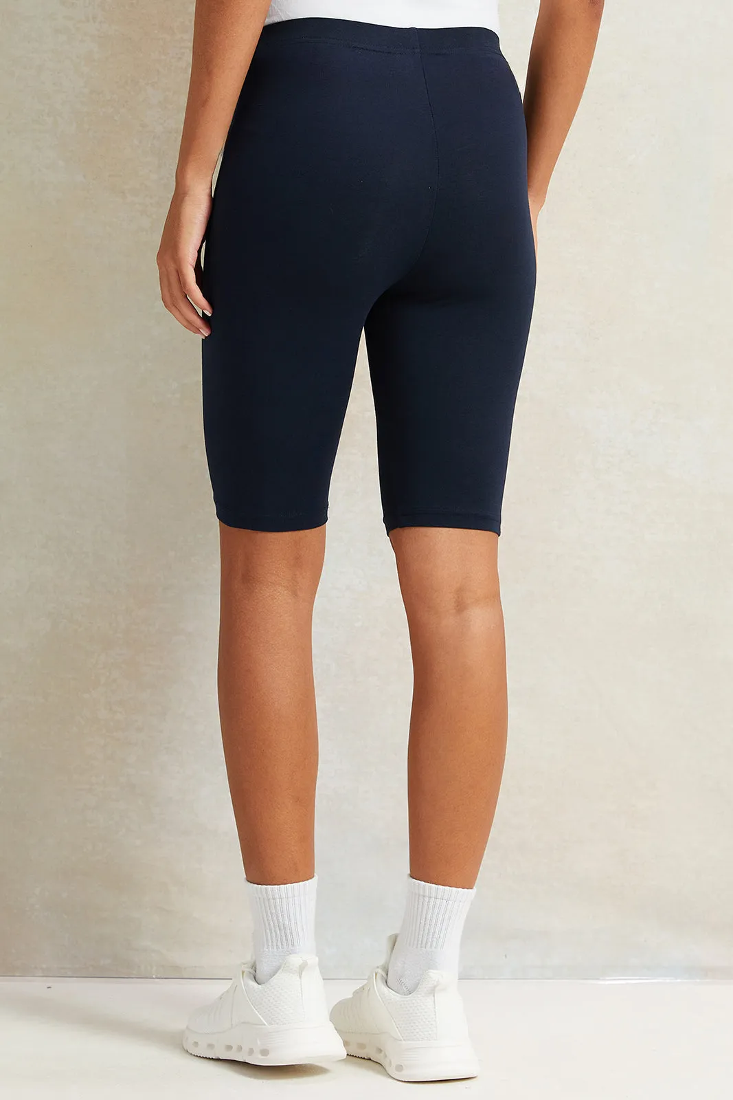 Women Navy Solid Biker Short