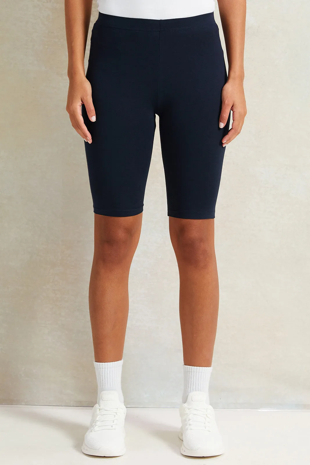 Women Navy Solid Biker Short