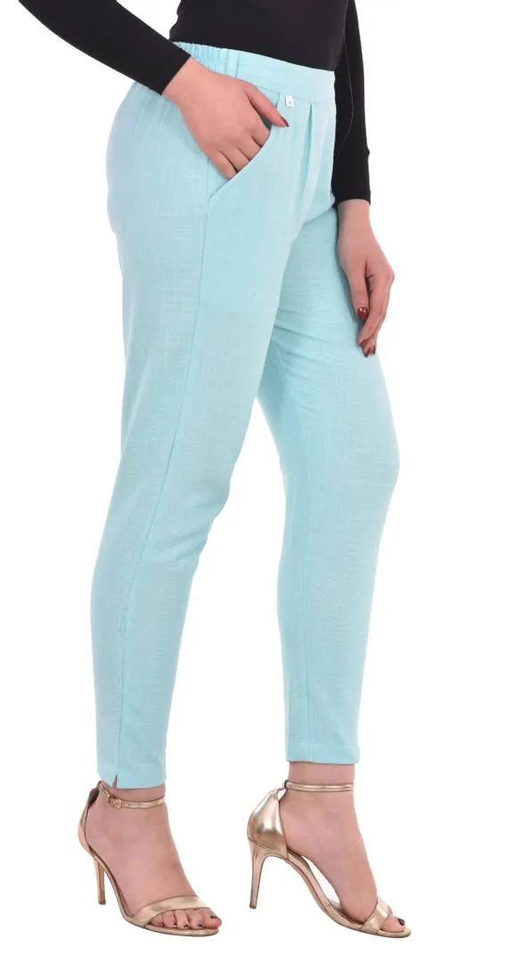 Women's Cotton Slub Regular Fit Trouser