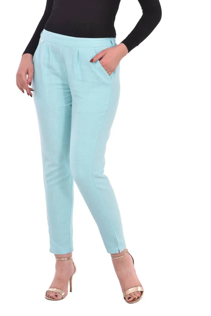 Women's Cotton Slub Regular Fit Trouser