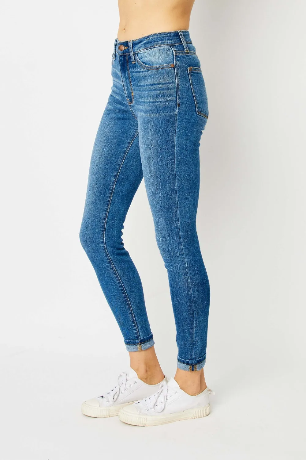 Women's Judy Blue Full Size Cuffed Hem Low Waist Skinny Jeans