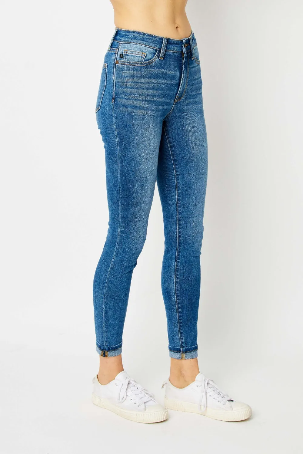 Women's Judy Blue Full Size Cuffed Hem Low Waist Skinny Jeans