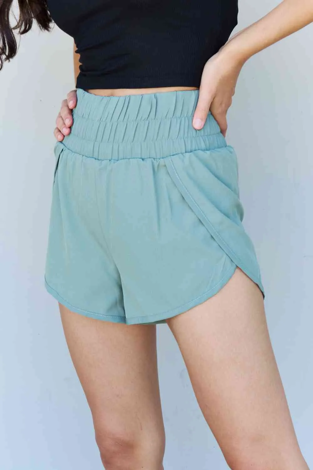 Women's Ninexis Stay Active High Waistband Active Shorts in Pastel Blue