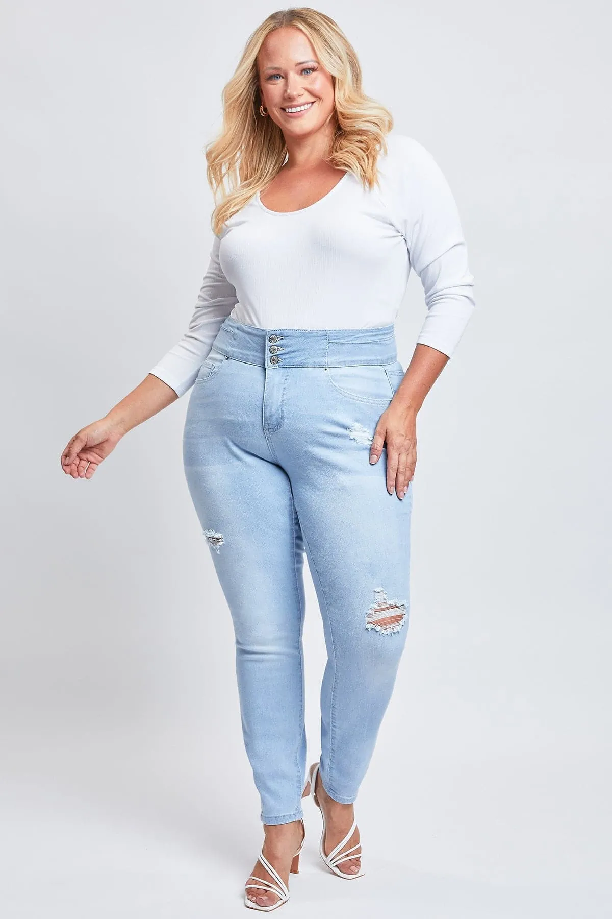 Women's Plus Size Sustainable Stacked Waistband Skinny Jeans