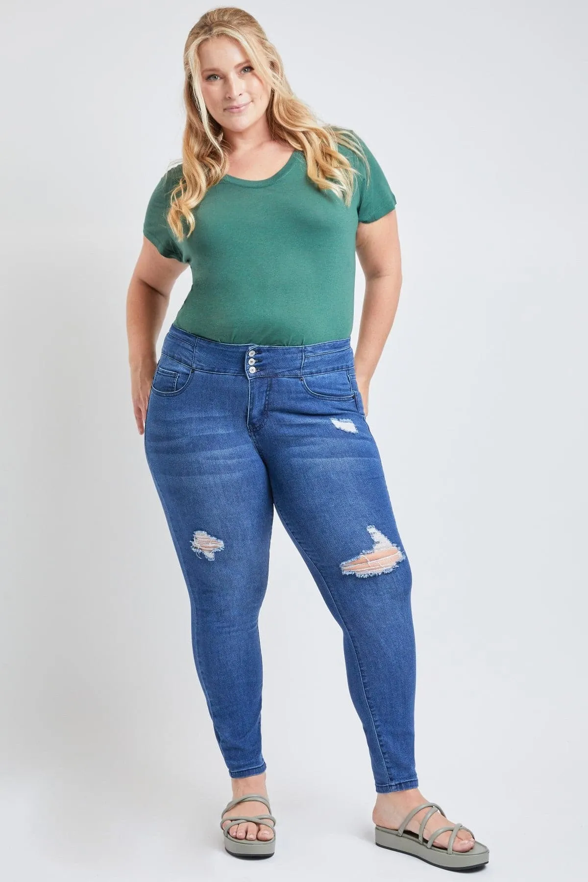 Women's Plus Size Sustainable Stacked Waistband Skinny Jeans