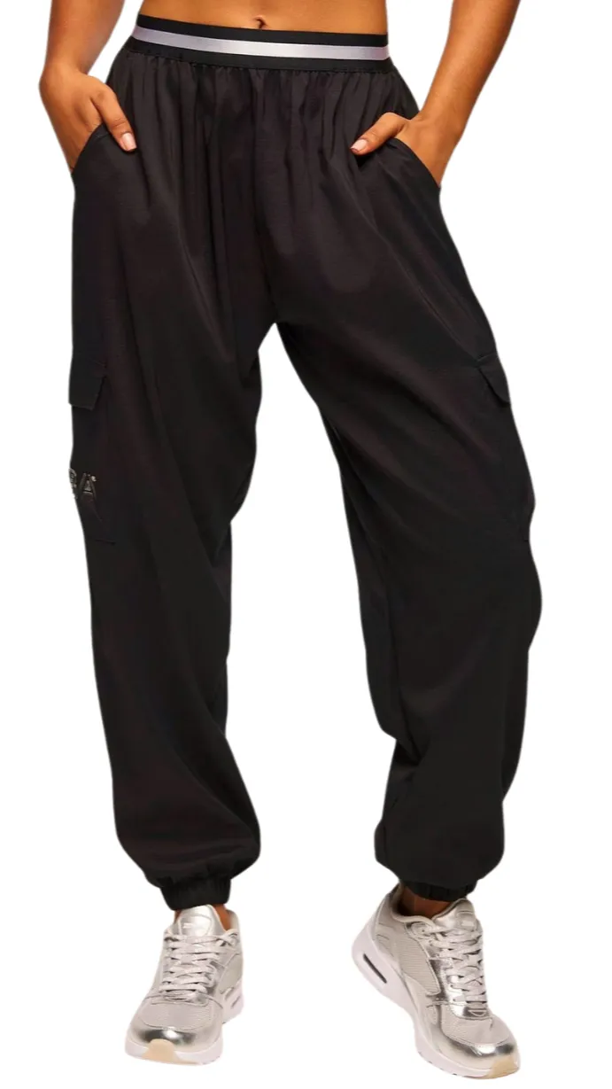 Zumba Runway Parachute Cargo Pants With Elastic Waistband